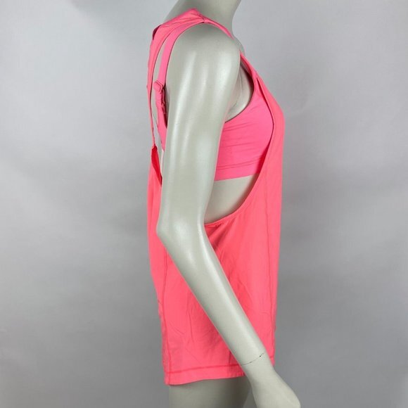 Lululemon Run For Your Money Tank Top‎ Women 6 Built in Bra Pocket Coral Neon - Picture 4 of 11